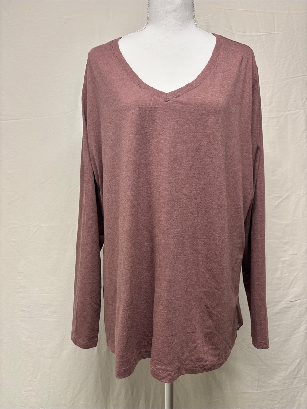 Eddie Bauer Mauve/Dusty Rose V-Neck Long Sleeve Top